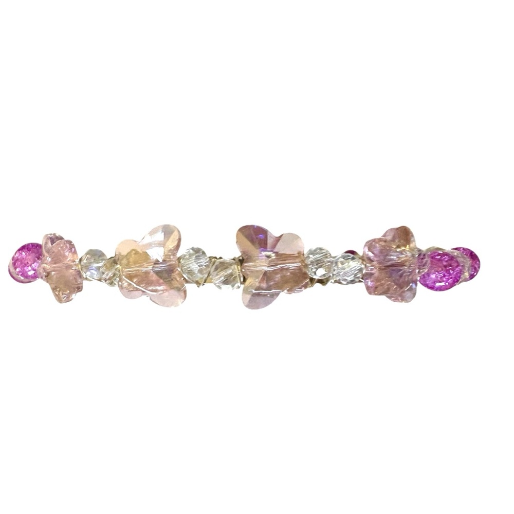 Hand Wired Headband with Crystal Butterflies, Glass Beads and Crystal Rondelles - Picture 5 of 7